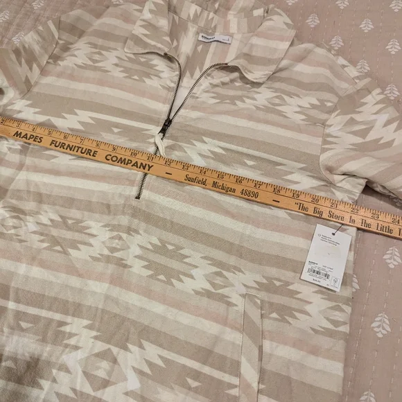 Sonoma 3/4 zip pull over flannel Aztec print large - Picture 8 of 11